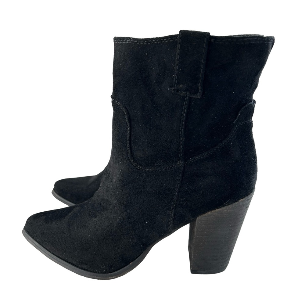 VERY G Black Vegan Suede Heeled Booties 8.5